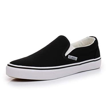 Imagem de Cull4U tênis feminino clássico sem cadarço, Preto/branco, 6.5