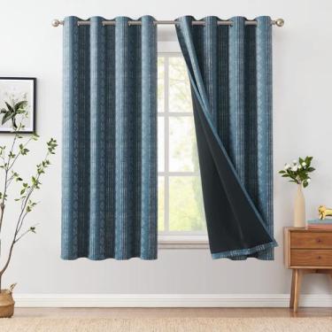 Imagem de Cortinas jinchan Blackout 95% Boho 137x137cm branca/azul