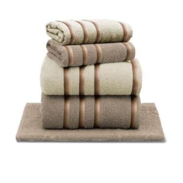 Imagem de Jogo de Toalha Banhão Gigante 5 Peças Classic 100% Algodão Premium Gra