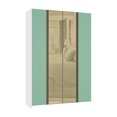 Imagem de Guarda Roupa 4 Portas 159,2 Cm Bronze Branco Com Verde Jade