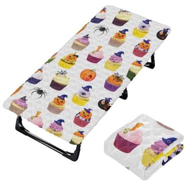 Imagem de Burbuja Lençol de berço para cupcakes de Halloween para crianças, lençol de cochilo acolchoado portátil com faixa elástica para meninas e meninos, lavável na máquina, 63,5 x 127 cm