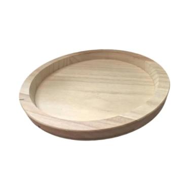 Imagem de Baoblaze Organizador de de banheiro em madeira, prato redondo para sobremesa, decoração para casa, porta-velas, bandeja, prato redondo de madeira para, C