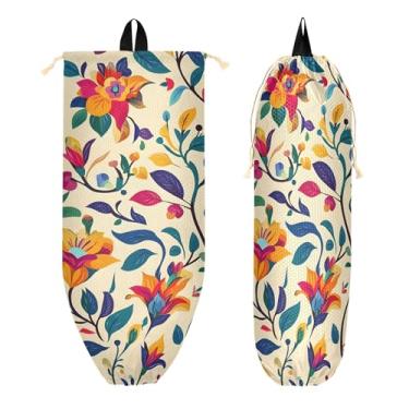 Imagem de xigua Suporte de parede para saco de plástico de flores coloridas com cordão, 1 pacote, organizador de sacolas de compras reutilizáveis, decoração para bolsas, meias, roupas íntimas e gravatas