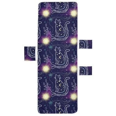 Imagem de Burbuja Capa de toalha de cadeira de praia de gato delineada com bolsos, capa de cadeira de sala de estar macia e absorvente toalha de piscina de microfibra de secagem rápida para praia banho de sol