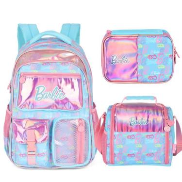 Imagem de Kit Mochila Lancheira Estojo Escolar Bolsa Menina Barbie - Luxcel, Azu
