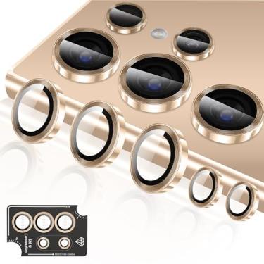 Imagem de ZXZone Protetor de lente para câmera Samsung Galaxy S26 Ultra, protetores de lente individuais, vidro temperado ultrafino com borda de alumínio, compatível com capa, 1 conjunto, dourado