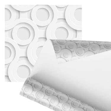 Imagem de Papel de Parede 3D Decorativo, Padrão Circular em Relevo, Branco, 2,80 Metros, Design Moderno para Decoração de Interiores
