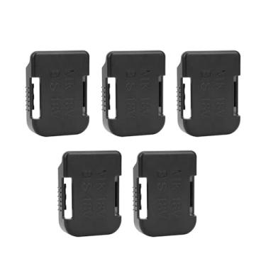 Imagem de Rack de armazenamento de bateria Suporte de prateleira Slot para cinto 5 unidades ABS durável + PC Suporte de montagem de plástico rígido para 18V 20V 54V 60V Baterias de lítio (Preta)