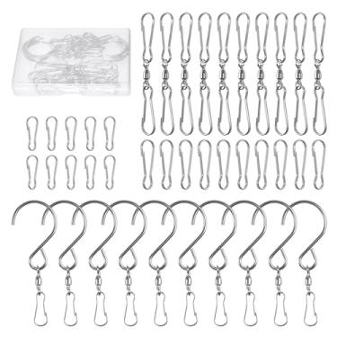 Imagem de Pacote com 20 clipes de ganchos giratórios de 360 graus com giro duplo para sinos de vento, suprimentos de carrilhão de vento, ganchos giratórios, ganchos para pendurar com caixa de armazenamento para