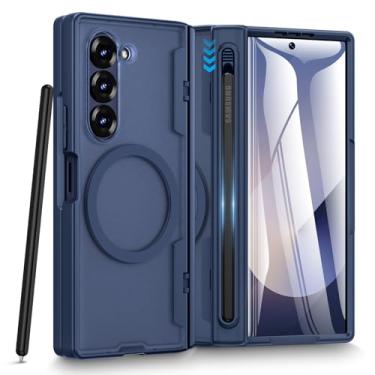 Imagem de Caka Capa para Samsung Galaxy Z Fold 6 [compartimento de suporte para caneta S fina] [carregamento magnético] [proteção de dobradiça] [protetor de tela embutido] capa de telefone transparente rígida à