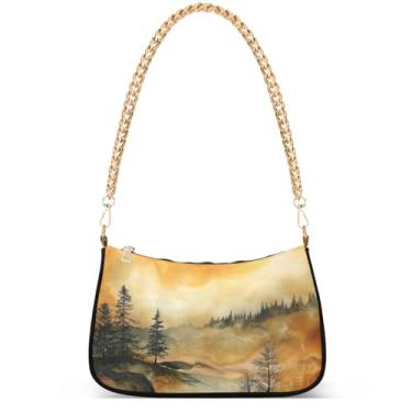 Imagem de Girassóis Tie Dye Estampa Leopardo Lindas Bolsas Femininas Pequena Bolsa Hobo Mulheres Pequenas Bolsas de Mão Corrente Lindas Bolsas de Ombro, Pintura âmbar crepúsculo