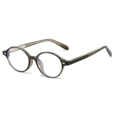 Imagem de Armação de óculos oval em acetato para homens e mulheres com rebites (cinza e verde)