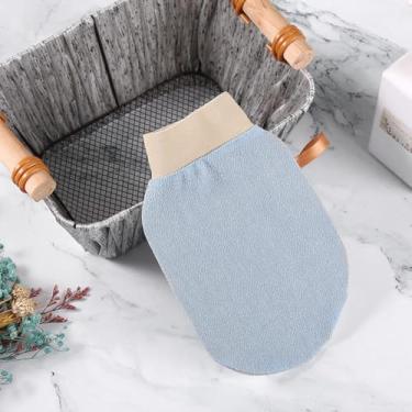 Imagem de Luva de banho esfoliante azul claro para limpeza profunda para remoção de chuveiro e cuidados diários com a pele confortáveis