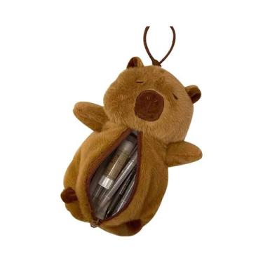 Imagem de Estojo De Lápis Multifuncional De Grande Capacidade Em Pelúcia De Capi