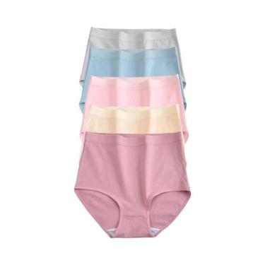 Imagem de Conjunto De Calcinhas De Algodão De Cintura Alta Para Mulheres, Cor Só