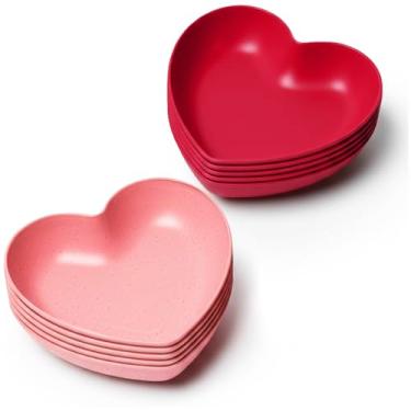 Imagem de MATICAN Pratos em forma de coração, pacote com 10 pratos de jantar vermelhos e rosa em forma de coração, pratos de jantar para dia dos namorados, aniversários, chás de panela, chás de bebê, 14 x 14 x
