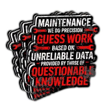 Imagem de (3 peças) Adesivos de trabalho de adivinhação de precisão de manutenção, decalques de vinil mecânicos engraçados para caixas de ferramentas, garagens e capacetes, adesivos de humor de colarinho azul