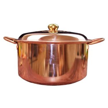 Imagem de Pote de sopa de cobre puro puro para cozido de cobre doméstico, pote de cobre, restaurante, pote de cobre, eletromagnético universal (cobre, 26 cm)