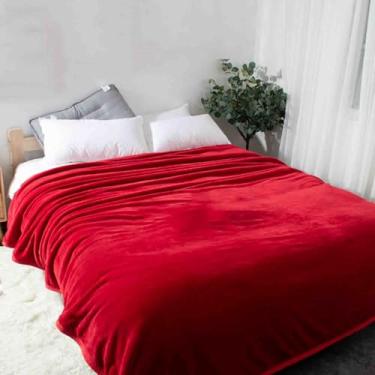 Imagem de Cobertores e mantas de lã fofas para cama adulto casal solteiro para sofá grosso de lã de camada dupla quente inverno macio e confortável (vermelho, 120 x 200 cm)