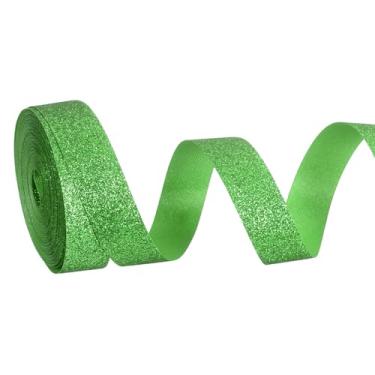 Imagem de PATIKIL Rolo de fita de glitter metálico, rolos de tecido de embrulho de presente de borda única para artesanato, buquê de casamento, festa de casamento, decoração de Natal, verde