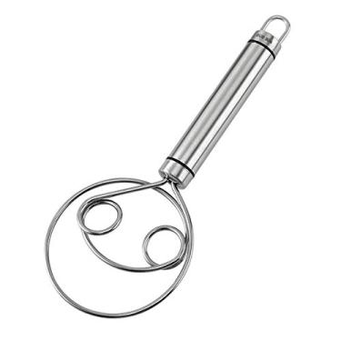 Imagem de Whisk de Massa Dinamarquês 304 Aço Inoxidável Alimentício Misturador Manual Pão Ferramenta Bolo para Folhada e Pizza