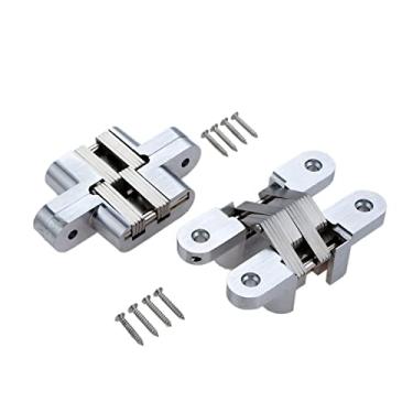 Imagem de Dobradiças de porta ocultas Dobradiças ocultas 2 peças de aço inoxidável 304 Dobradiça de porta dobrável invisível para móveis de cozinha com parafusos (Cor: 25 x 118 mm, Tamanho: JK)