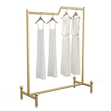 Imagem de A1DFDFGOQSFG Trilho de roupas pesadas, suporte de exibição de roupas, suporte de exibição de roupas de ferro forjado, rack de secagem de tubos industriais, cabide de quarto, dourado, 100 x 120 cm