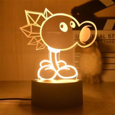 Imagem de Luz noturna LED 3D Plants vs Zombies Snow Peas que muda de cor
