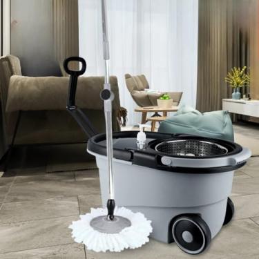 Imagem de Mop Plus Giratório Inox com Rodas e Alça cabo 150 cm - Ideal Para Limpeza Sem (Cinza)