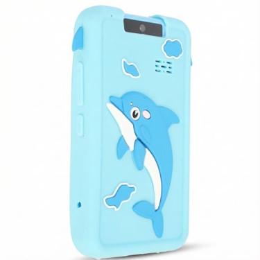 Imagem de Yunseity Telefone Inteligente Infantil, Telefone Blue Dolphin, 48MP, Câmera HD 1080P, Lente Flip 180° de 2,8 Polegadas, Reprodutor de Música para Jogos, para Uso Diário