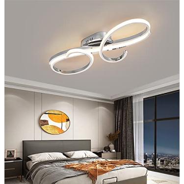 Imagem de Luminária de teto LED moderna e dimerizável para sala de estar com controle remoto, design criativo em alumínio para iluminação de interiores, lustre de embutir para quarto, sala de estar e