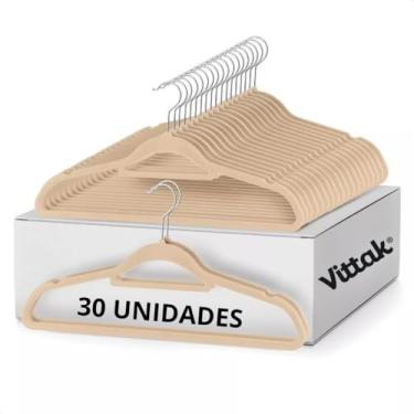 Imagem de Cabides de Veludo Antideslizante Slim Adulto Premium Roupas Antiderrapante Cabide de Terno com Gancho Giratório 360 Graus Resistente Ultra Fino Economia de Espaço (Bege, 30)