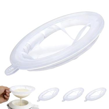 Imagem de 4 peças de filtro de malha de 200, peneira de malha fina, coador de alimentos de nylon para filtrar suco de iogurte, leite, mel, vinho, leite de soja, café, compatível com funis de cozinha de 12 cm