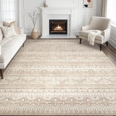 Imagem de Tortania Tapete para sala de estar – 20 x 25,4 cm, lavável, grande, neutro, boêmio, marroquino, boêmio, casa de fazenda, tapete interno para quarto, embaixo da mesa de jantar, decoração de escritório