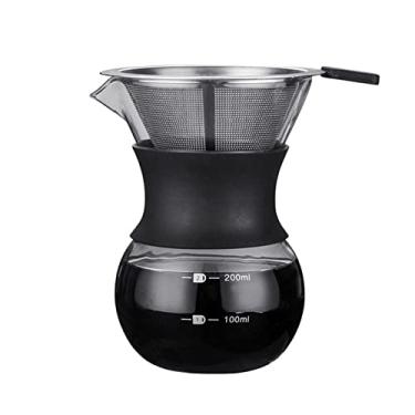Imagem de Cafeteira Pour Over com Filtro Manual de Aço Inoxidável Reutilizável Gotejador Café Vidro Jarra Borosilicato Gotejamento Camisola Silicone Fácil Usar Design Simples e Elegante