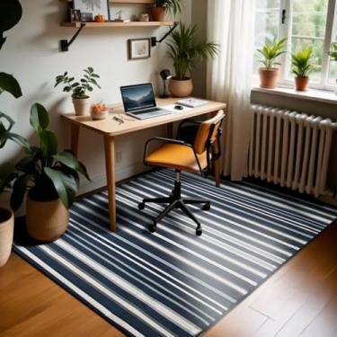 Imagem de 1 Tapete Escritório Grande Antiderrapant 150X200 Js Do Li Vr (M20 Azul - Listrado Geométrico Moderno)