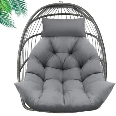 Imagem de FLYMEI Almofada de substituição para cadeira de ovo, cesta de espuma viscoelástica espessa, almofada para ovos, cadeiras com encosto de cabeça, para ambientes internos e externos, cesta, à prova