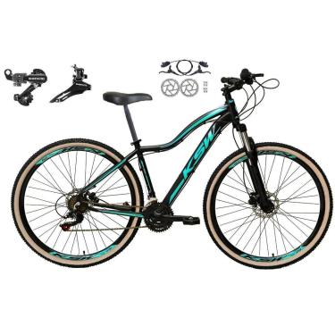 Imagem de Bike Feminina Aro 29 KSW Mwza 24v Shimano Freios Hidráulicos Suspensão Pneu Faixa Bege-Feminino