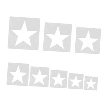 Imagem de Vaveren Conjunto de 8 estênceis geométricos para pintura, fáceis de limpar, com padrões de tinta spray, reutilizáveis ​​para madeira, parede e tela, para, Estrela