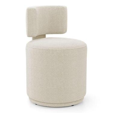 Imagem de Puff Decorativo Orgânico Living Melis Minimalista Bouclê Bege - Abmaza