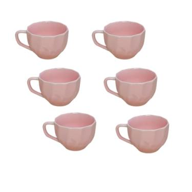 Imagem de Kit 6 Xícaras Chá Prisma Porcelana Café Caneca Decorativa(Prisma,Rosa)