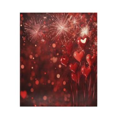 Imagem de Blueangle Cobertor de fogos de artifício com coração dos namorados, super macio e quente, 127 x 152 cm, leve para todas as estações, cobertor aconchegante para cama, sofá, sofá, fácil de cuidar (110)