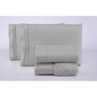 Imagem de Jogo lençol casal 4 peças 100% algodão 400 fios cinza - Paulo cesar