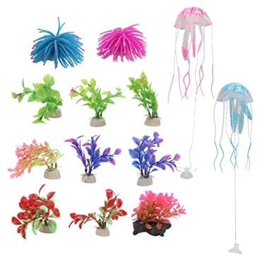 Imagem de CUOFYUNL 13 unidades de simulação de água planta enfeites decorativos de água-viva para aquário