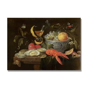 Imagem de Arte em tela vintage de frutas mortas, pintura clássica de cozinha country, decoração de parede de casa de fazenda quente para sala de jantar e cozinha. B43. 30x42cm-11,8x16,5 pol. Somente tela