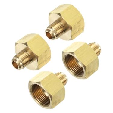 Imagem de YELARXI Adaptador de gás de acoplamento de tubo flare de latão, alargador macho de 9,5 cm x conector de tubo de rosca SAE fêmea de 3/10.2 cm, adequado para churrasqueiras automotivas HVAC de ar