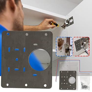 Imagem de Kit de Reparo dobradiça porta armário cozinha Painéis laterais montagem Solução definitiva para reparos portas Resolva a instalação dobradiças forma eficaz Cubra área danificada com parafusos fácil qu