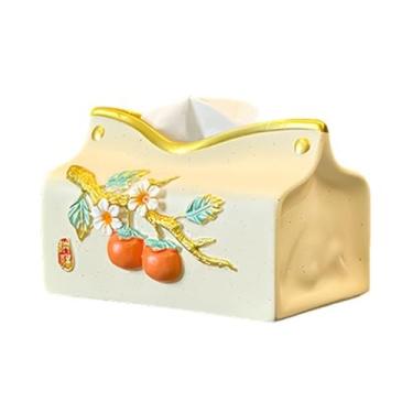 Imagem de Suporte de caixa de lenços de papel de resina quadrada capa de caixa de papel de seda artesanal suporte de lenço chinês sala de estar mesa de café caixa de lenços faciais capa de caixa de lenços
