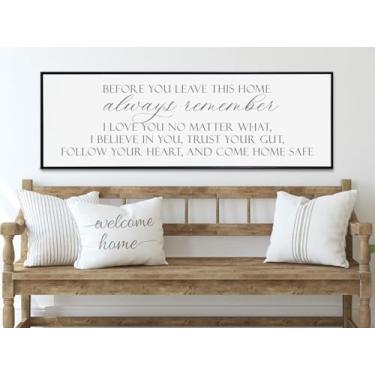 Imagem de Decoração de parede Before You Leave This Home Letreiro em tela Impressão de arte de parede Pintura Placa de entrada Imagem Arte Decoração de casa para sala de estar Sem moldura