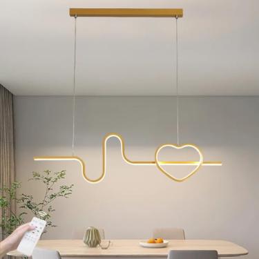 Imagem de Luminária pendente moderna para mesa de jantar, lustre LED com intensidade ajustável e controle remoto, luminária suspensa com altura regulável para sala de estar, quarto e sala de jantar, l